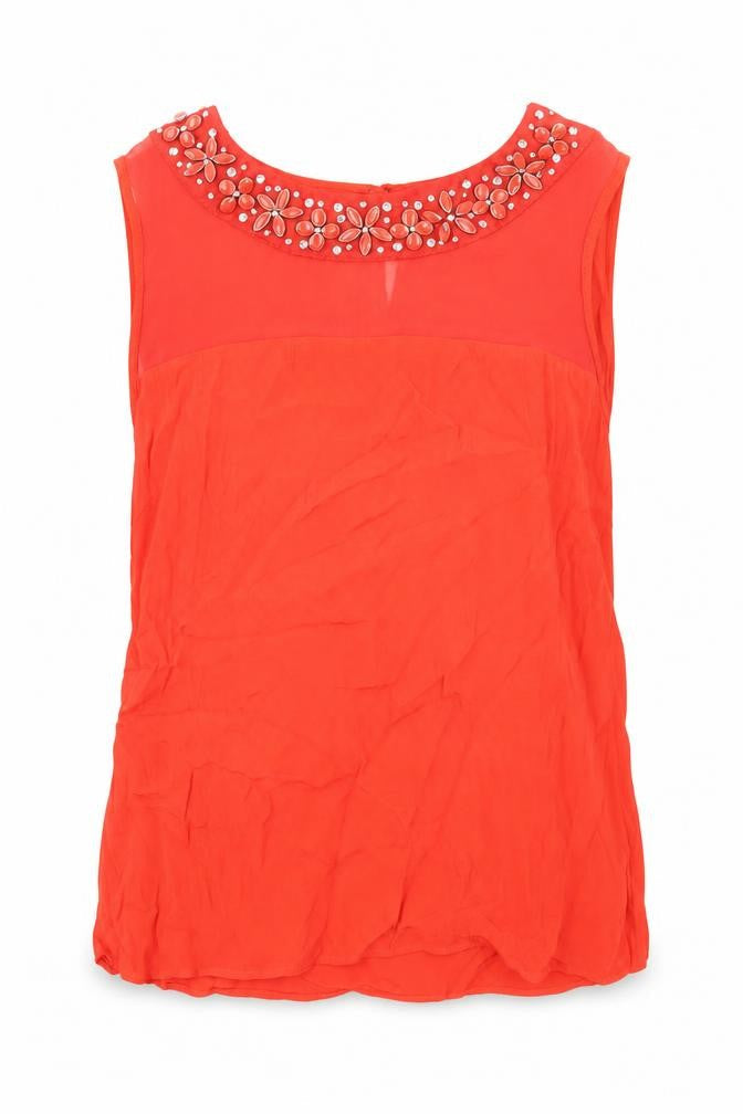 F&F Womens Red Viscose Basic Tank Size 12 Round Neck