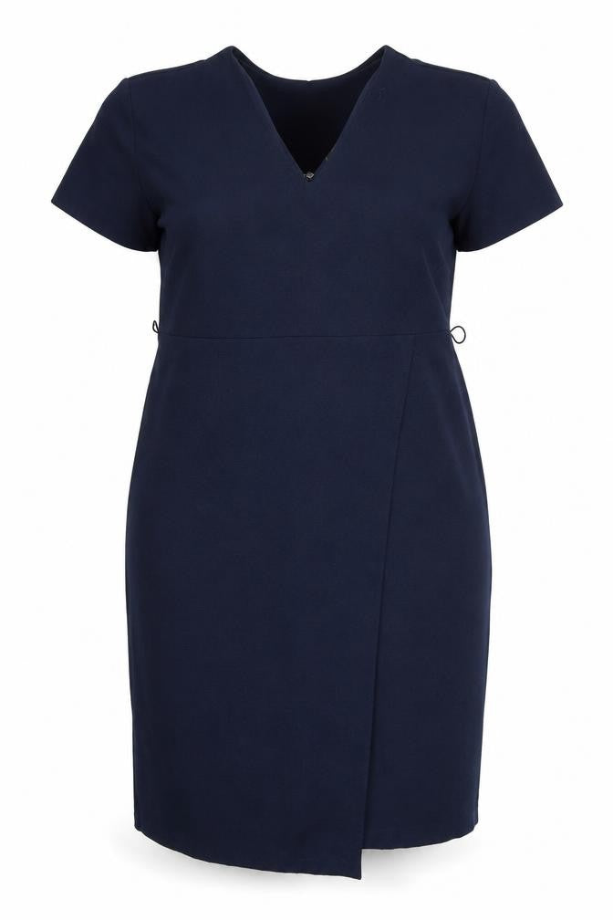 Marks & Spencer Womens Blue Polyester A-Line Size 14 V-Neck Zip