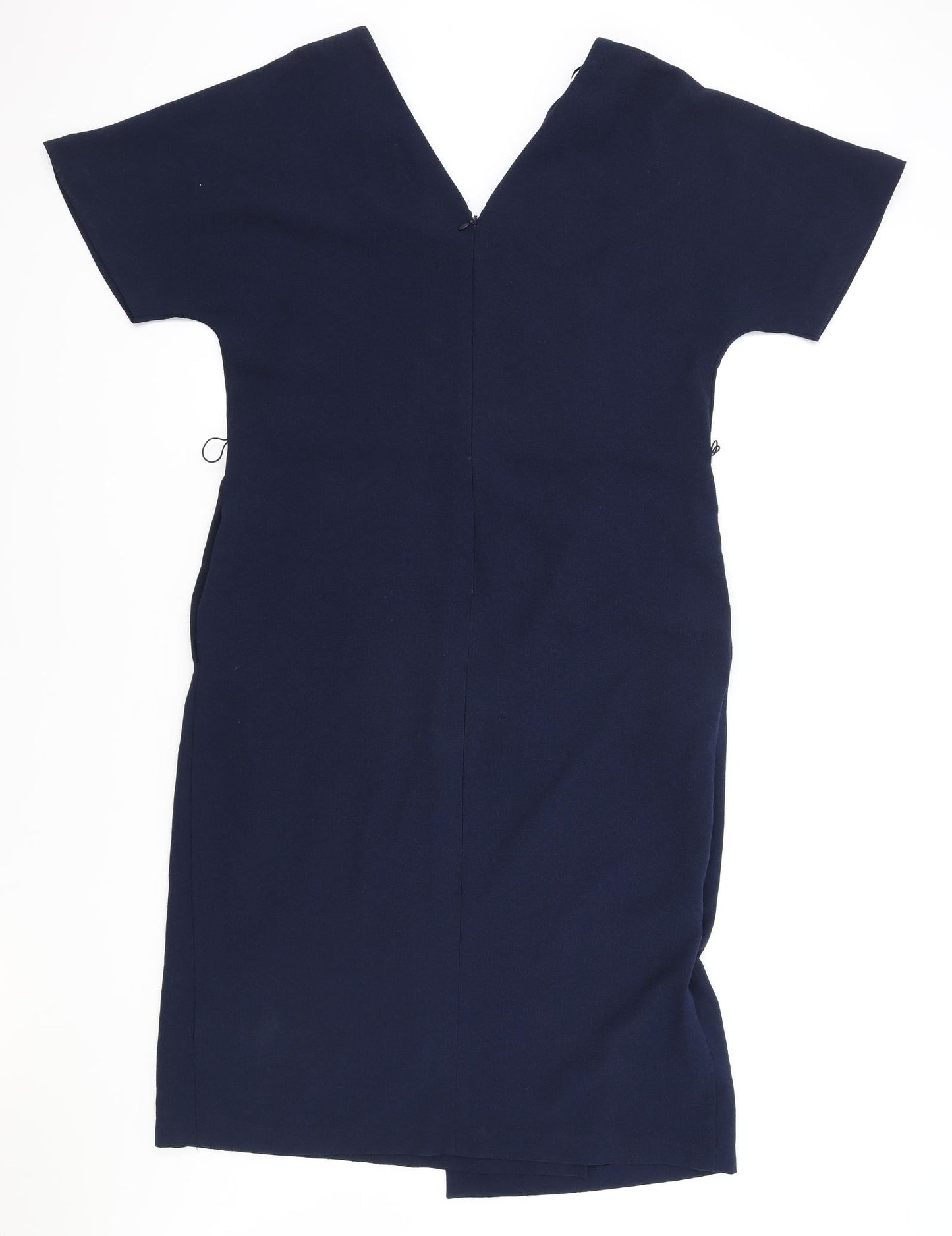 Marks and Spencer Womens Blue Polyester A-Line Size 14 V-Neck Zip