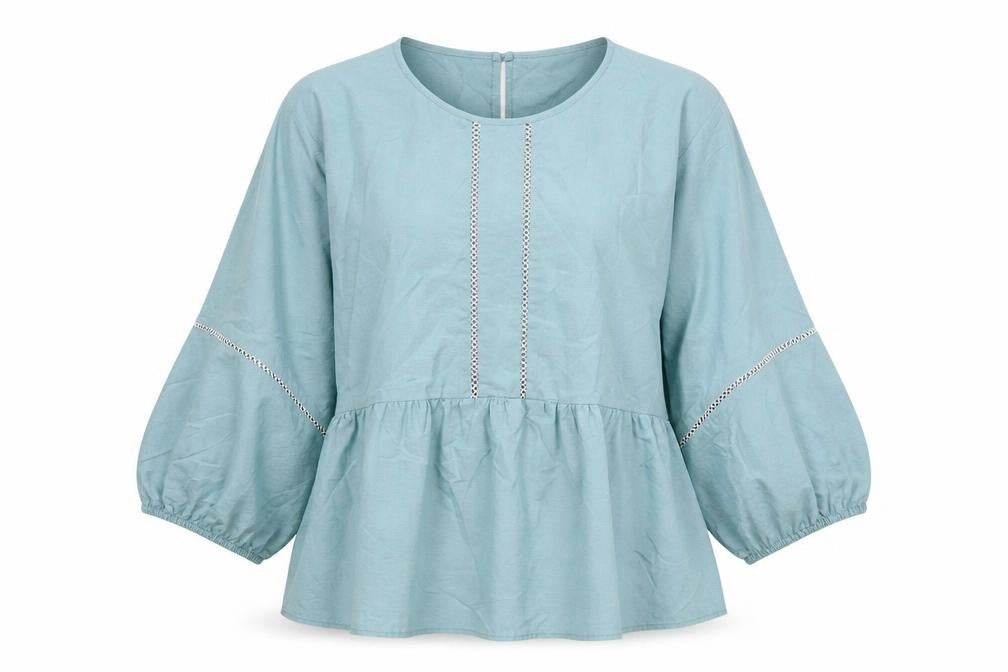 Marks & Spencer Womens Green Cotton Basic Blouse Size 12 Round Neck