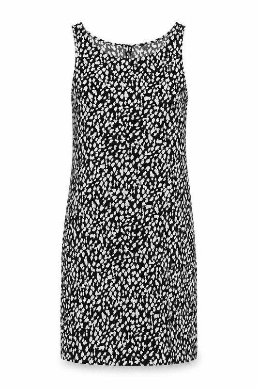Marks and Spencer Womens Clear Geometric Flax A-Line Size 6 Round Neck Button