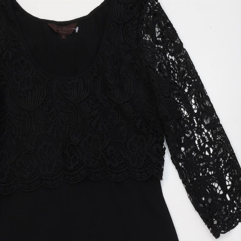 Great Plains Womens Black Polyester A-Line Size S Round Neck Pullover