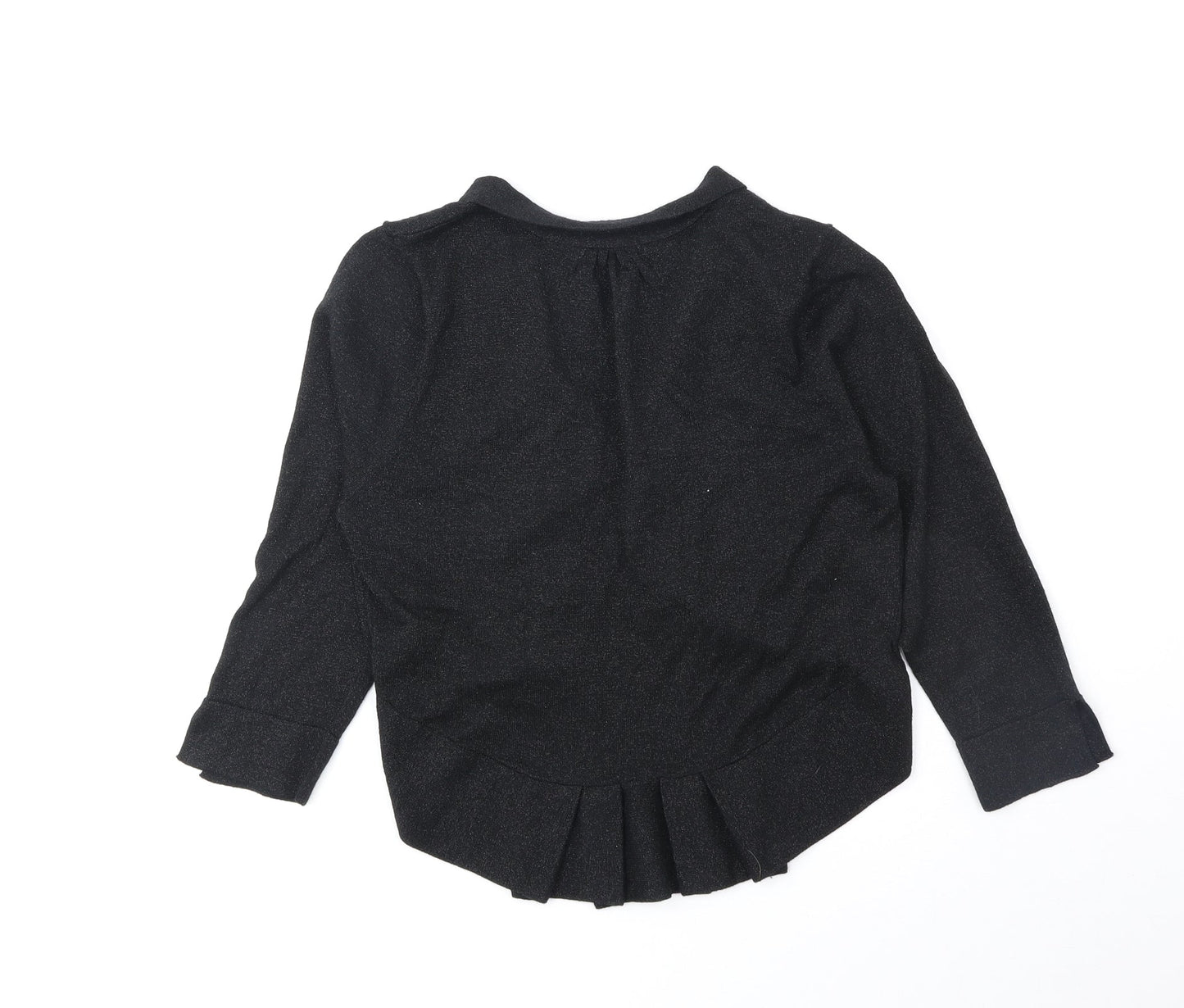 TU Womens Black V-Neck Cotton Cardigan Jumper Size 8