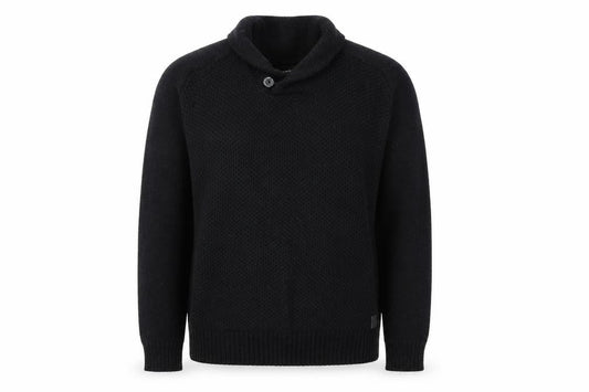 Cedarwood State Mens Black V-Neck Acrylic Henley Jumper Size L Long Sleeve