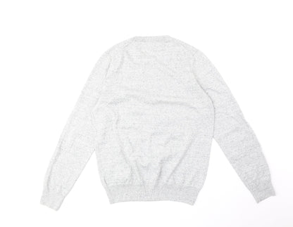 Marks & Spencer Mens Grey Round Neck Cotton Pullover Jumper Size S Long Sleeve