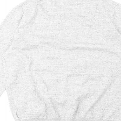 Marks & Spencer Mens Grey Round Neck Cotton Pullover Jumper Size S Long Sleeve