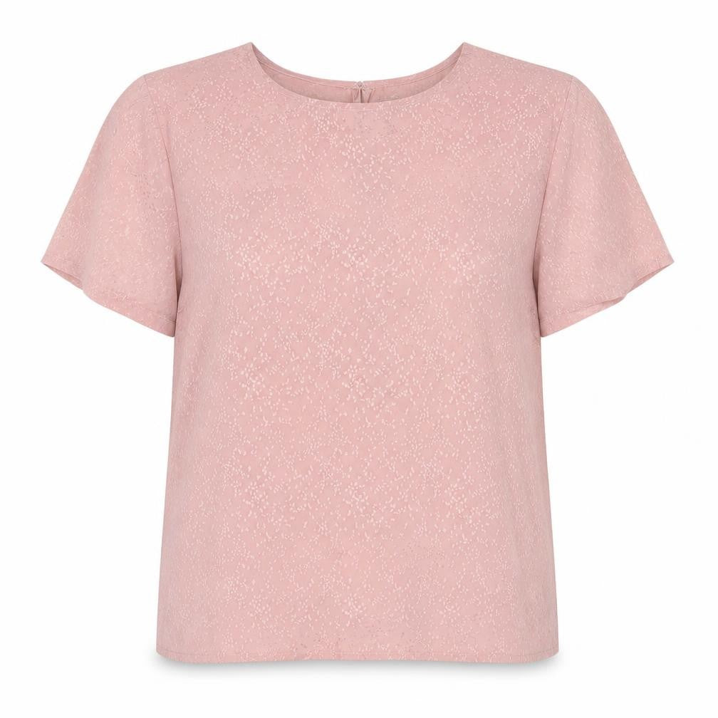 Pieces Womens Pink Geometric Polyester Basic Blouse Size M Round Neck