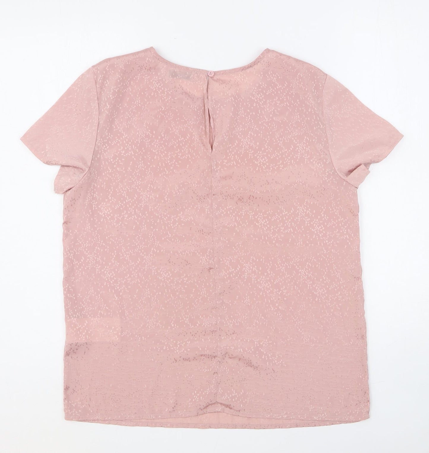Pieces Womens Pink Geometric Polyester Basic Blouse Size M Round Neck