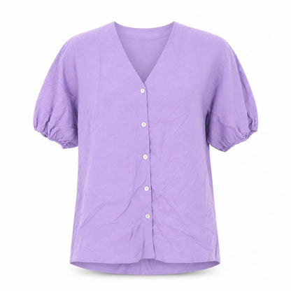 Autograph Womens Purple Viscose Basic Button-Up Size 6 V-Neck