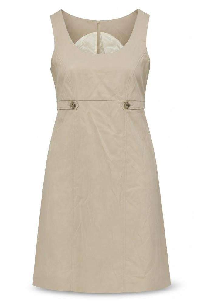 Comma Womens Beige Polyester A-Line Size 12 Scoop Neck Zip