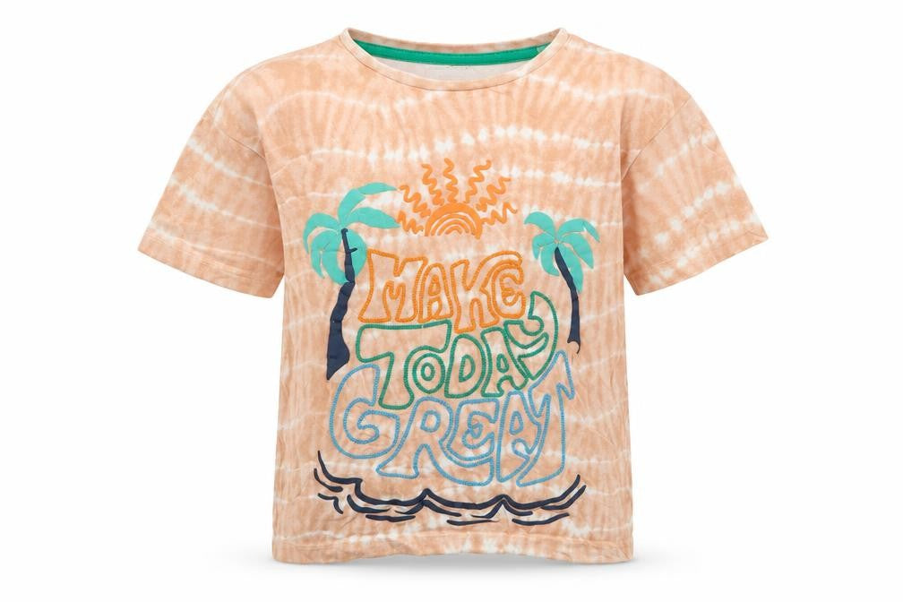 Primark Boys Orange Geometric 100% Cotton Basic T-Shirt Size 6-7 Years Round Neck Pullover - Make Today Great