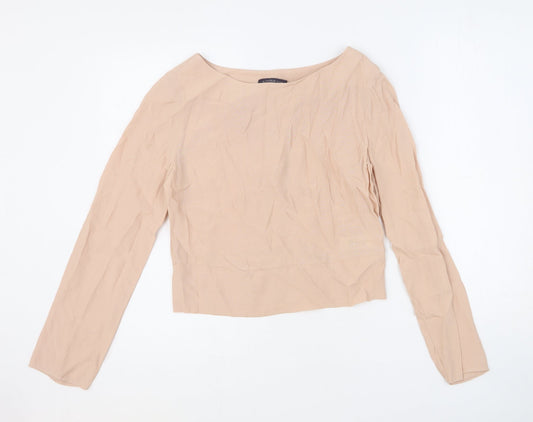 Limited Edition Womens Pink Viscose Cropped Blouse Size 6 Round Neck