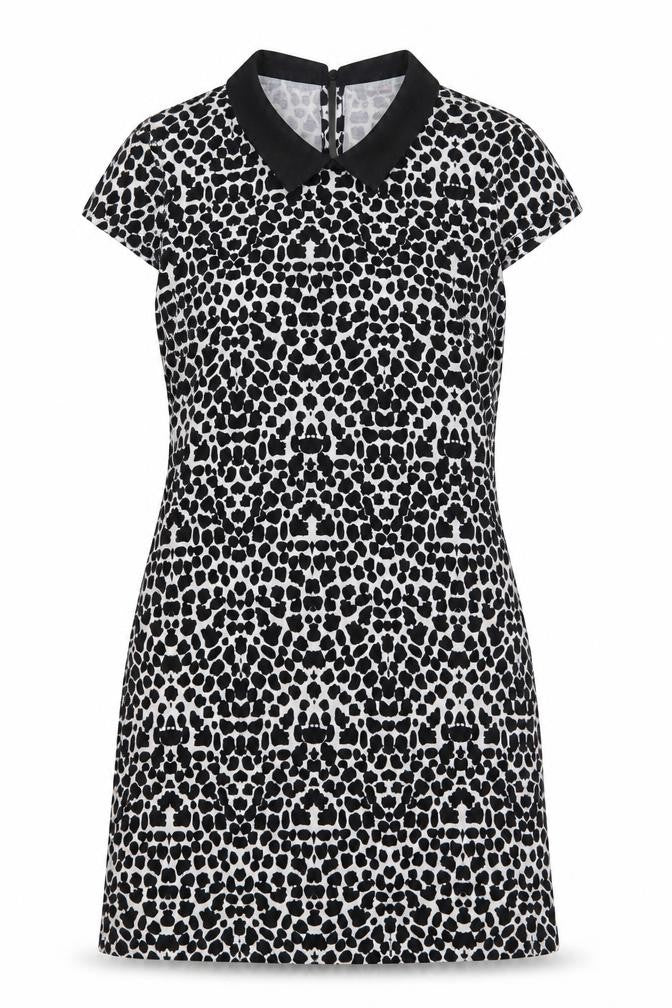 Dorothy Perkins Womens Black Geometric Polyester A-Line Size 6 Collared Button