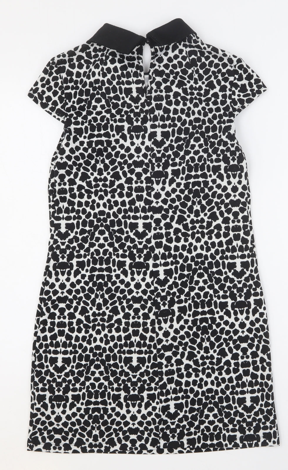 Dorothy Perkins Womens Black Geometric Polyester A-Line Size 6 Collared Button