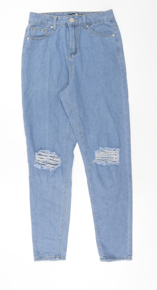 Preloved Boohoo Womens Blue Cotton Skinny Jeans Size 8 Regular Zip - Front