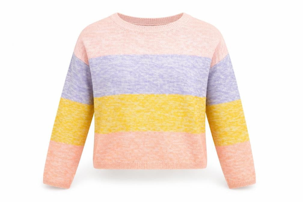 Primark Womens Multicoloured Round Neck Striped Acrylic Pullover Jumper Size XS