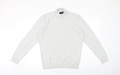 Next Womens Grey Mock Neck 100% Cotton Pullover Jumper Size M