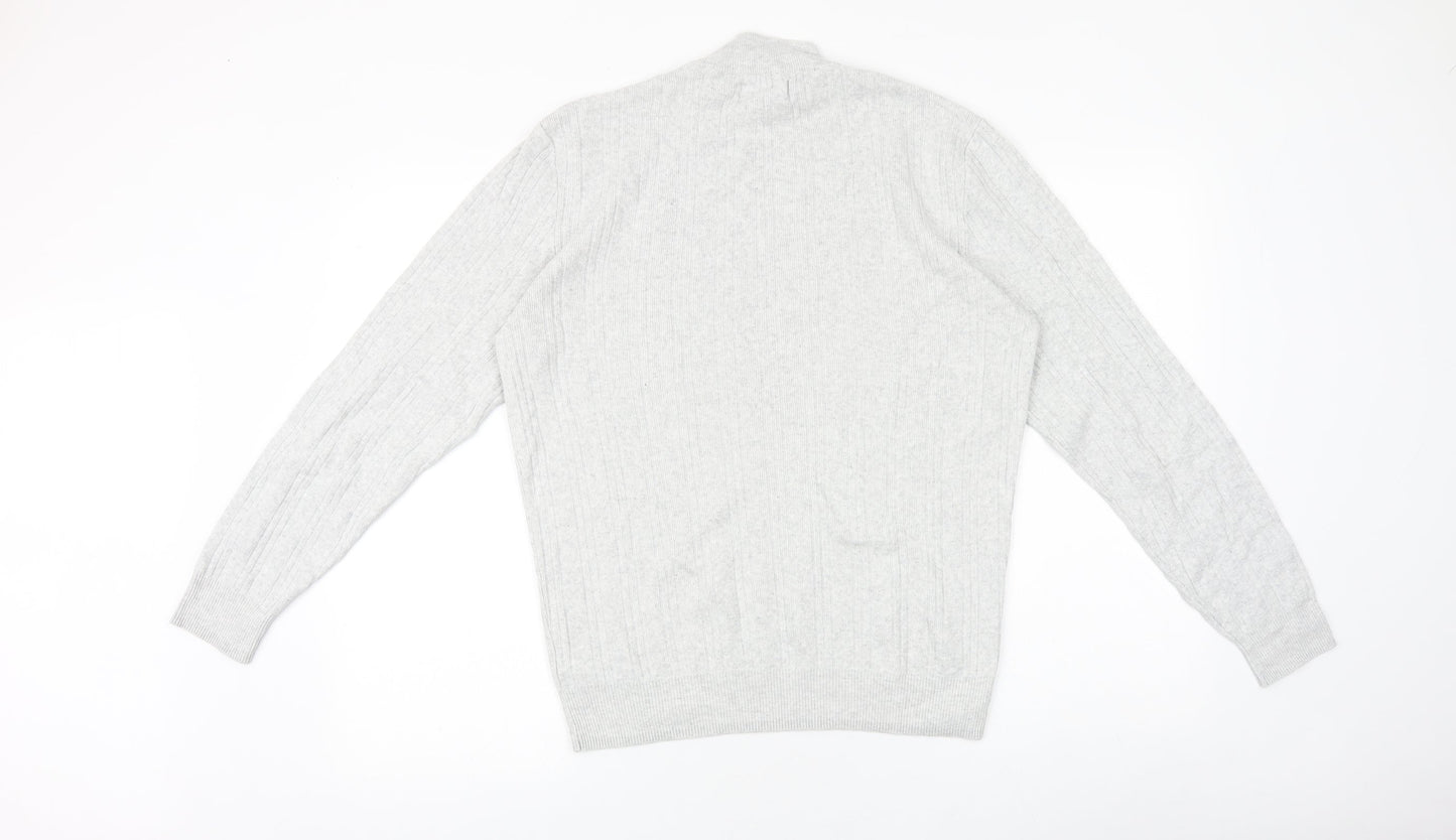 NEXT Womens Grey Mock Neck 100% Cotton Pullover Jumper Size M