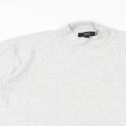 Next Womens Grey Mock Neck 100% Cotton Pullover Jumper Size M