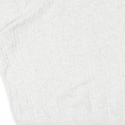 Next Womens Grey Mock Neck 100% Cotton Pullover Jumper Size M