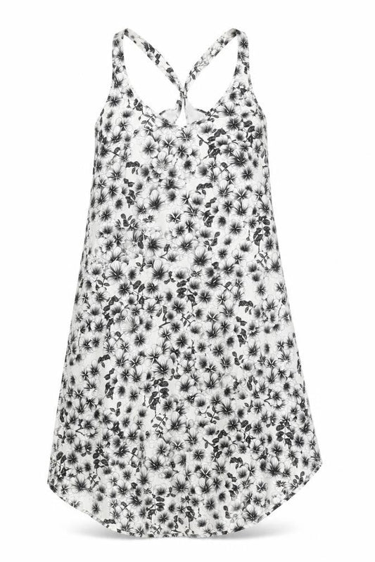 H&M Womens Black Floral Viscose Tank Dress Size 10 Scoop Neck Pullover