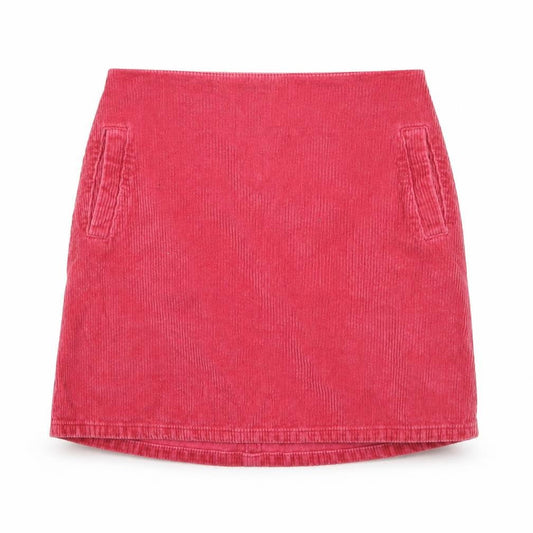 New Look Womens Red Cotton Straight & Pencil Skirt Size 6 Zip