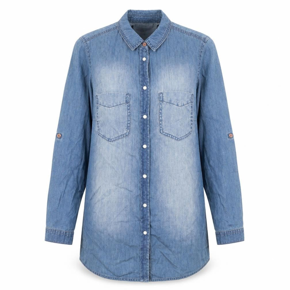 Capsule Womens Blue Cotton Basic Button-Up Size 2XS V-Neck
