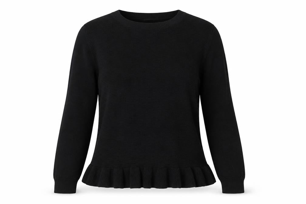 Oasis Womens Black Round Neck Cotton Pullover Jumper Size S