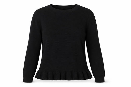 Oasis Womens Black Round Neck Cotton Pullover Jumper Size S
