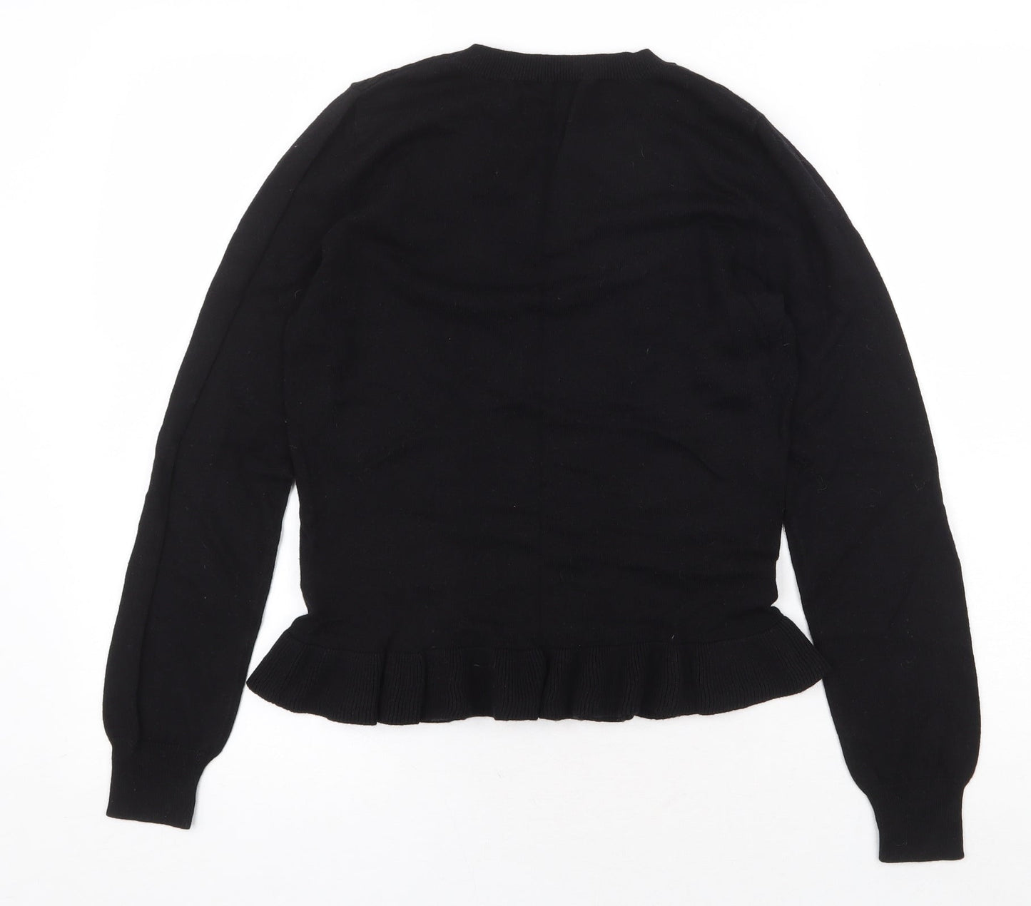 Oasis Womens Black Round Neck Cotton Pullover Jumper Size S