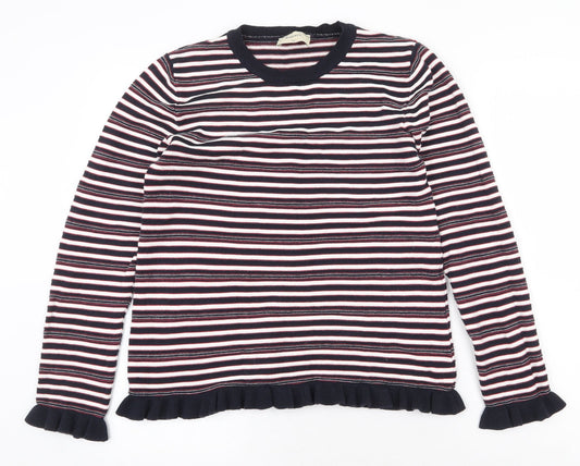 Papaya Womens Multicoloured Round Neck Striped Cotton Pullover Jumper Size 12