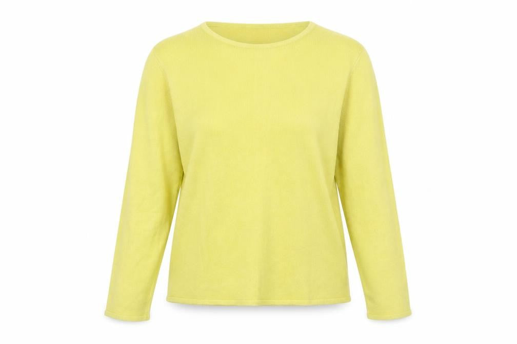 Bonmarché Womens Yellow Round Neck Acrylic Pullover Jumper Size 12