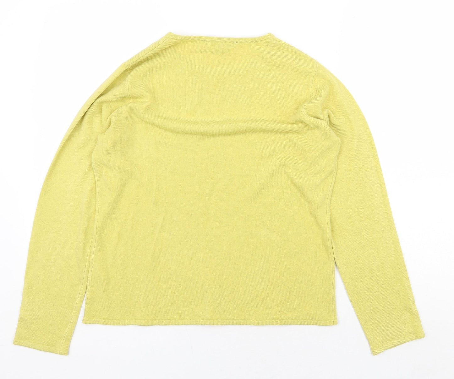Bonmarché Womens Yellow Round Neck Acrylic Pullover Jumper Size 12
