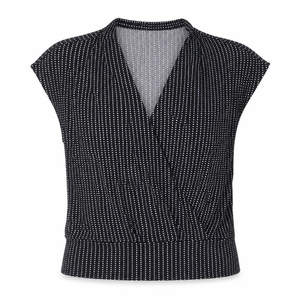 H&M Womens Blue Polka Dot Polyester Basic Blouse Size M V-Neck