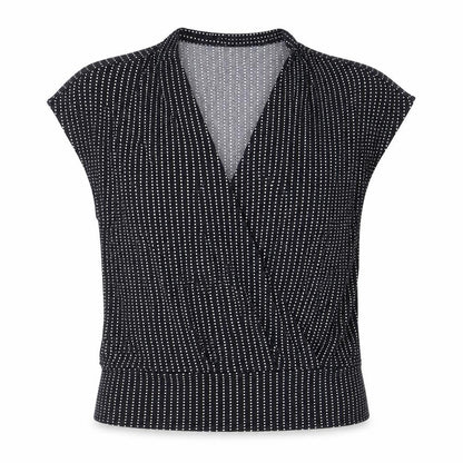 H&M Womens Blue Polka Dot Polyester Basic Blouse Size M V-Neck