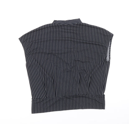 H&M Womens Blue Polka Dot Polyester Basic Blouse Size M V-Neck