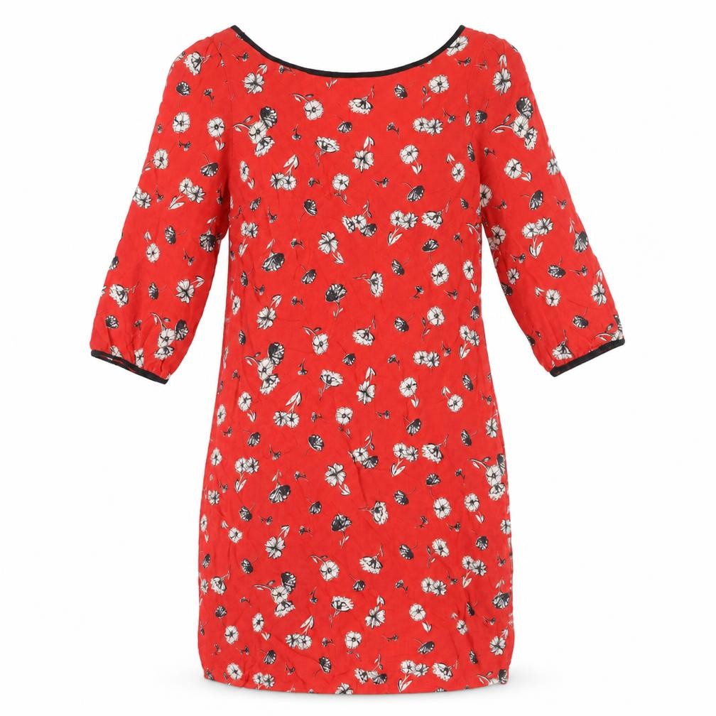 NEXT Womens Red Floral Viscose A-Line Size 8 Boat Neck Button