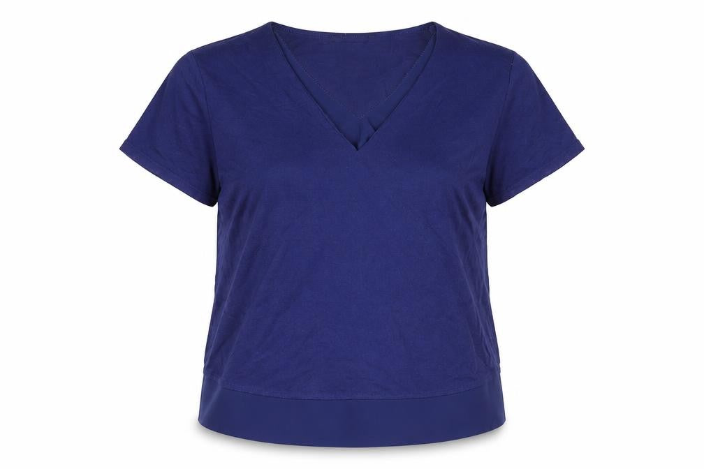 Marks & Spencer Womens Blue Polyester Basic T-Shirt Size 12 V-Neck