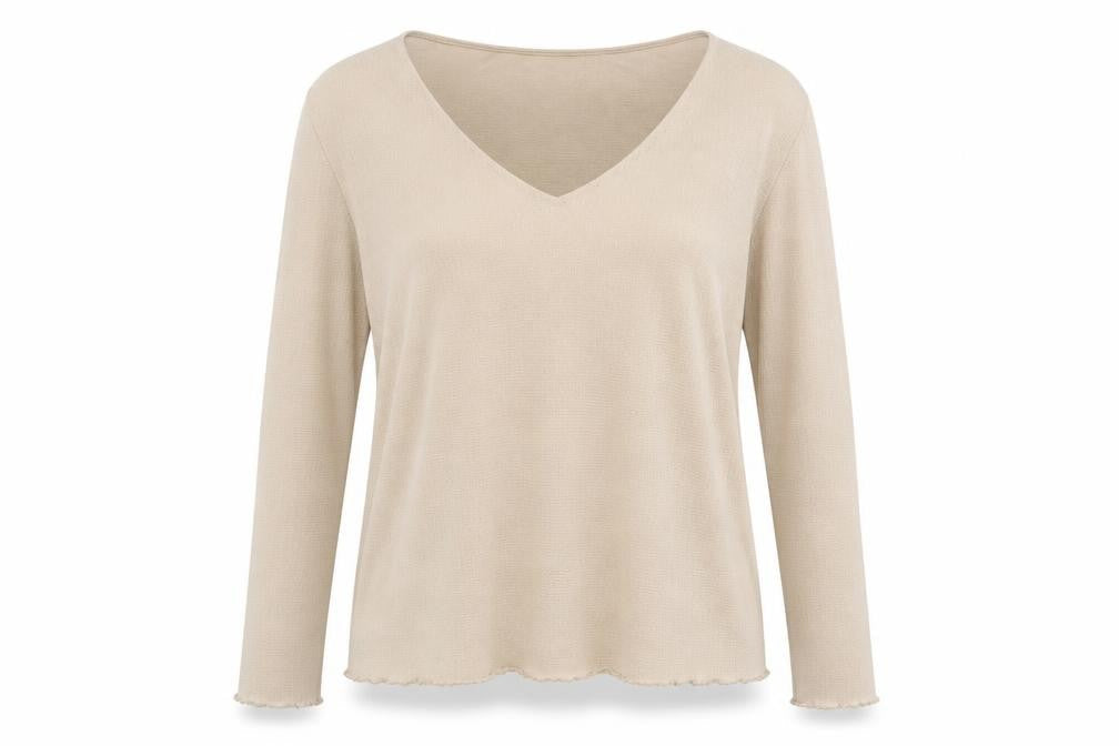 Bonmarché Womens Brown Polyester Basic T-Shirt Size XL V-Neck