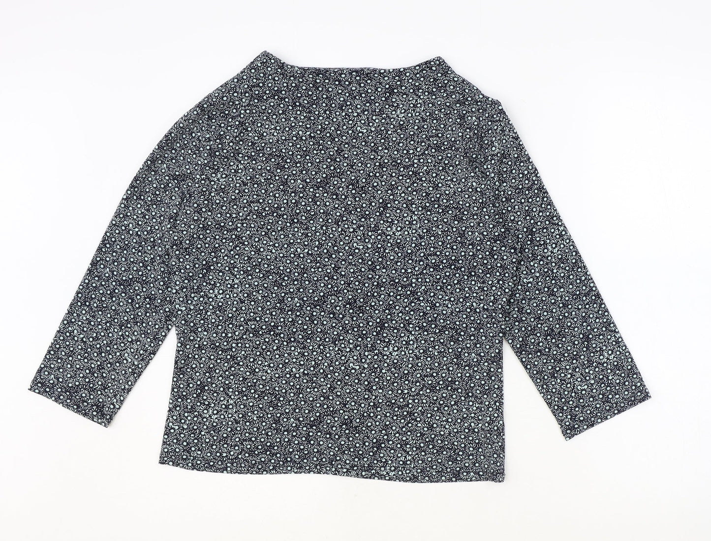 Viyella Womens Blue Floral Polyester Basic Blouse Size M V-Neck