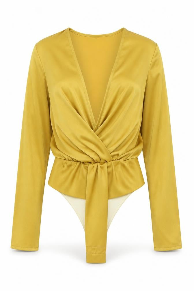 Missguided Womens Gold Polyester Bodysuit One-Piece Size 8 Snap