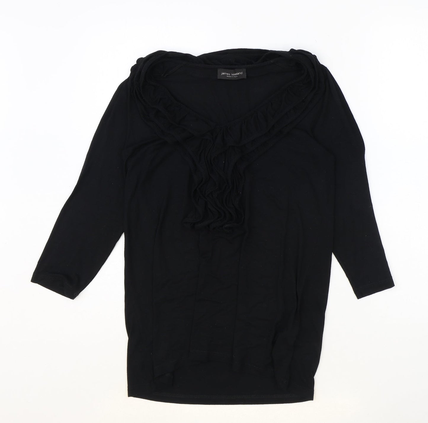 James Lakeland Womens Black Polyester Basic T-Shirt Size 14 Round Neck