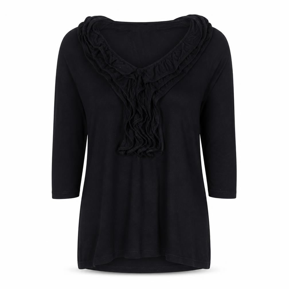 James Lakeland Womens Black Polyester Basic T-Shirt Size 14 Round Neck