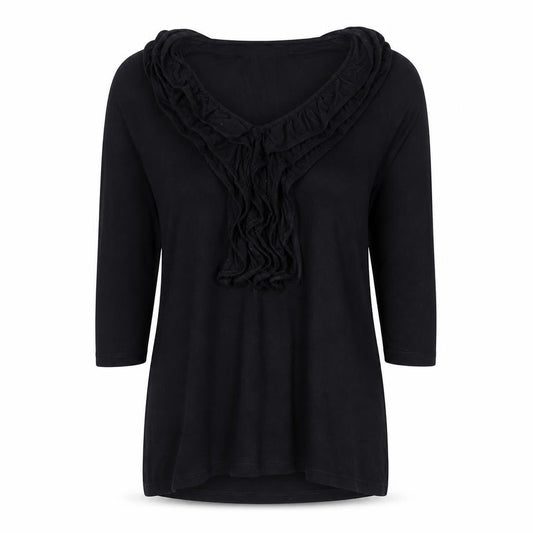 James Lakeland Womens Black Polyester Basic T-Shirt Size 14 Round Neck