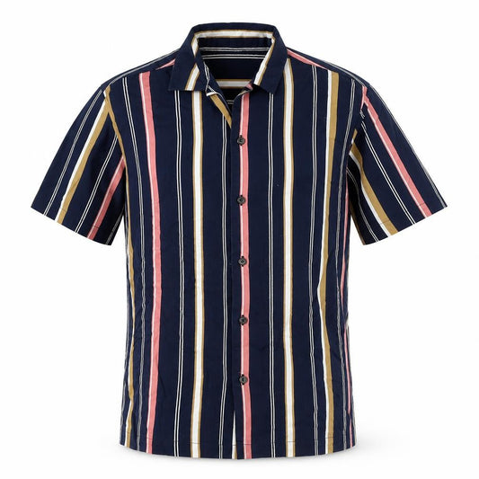 River Island Mens Blue Striped Cotton Button-Up Size S Collared Button