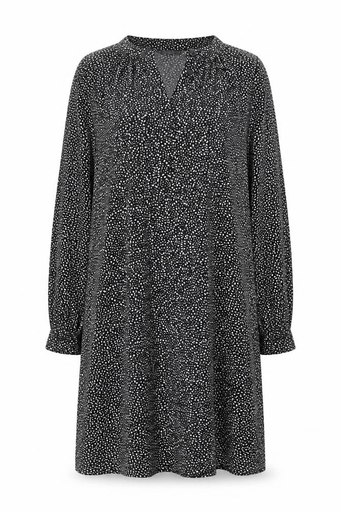 H&M Womens Black Geometric Viscose A-Line Size M V-Neck Button