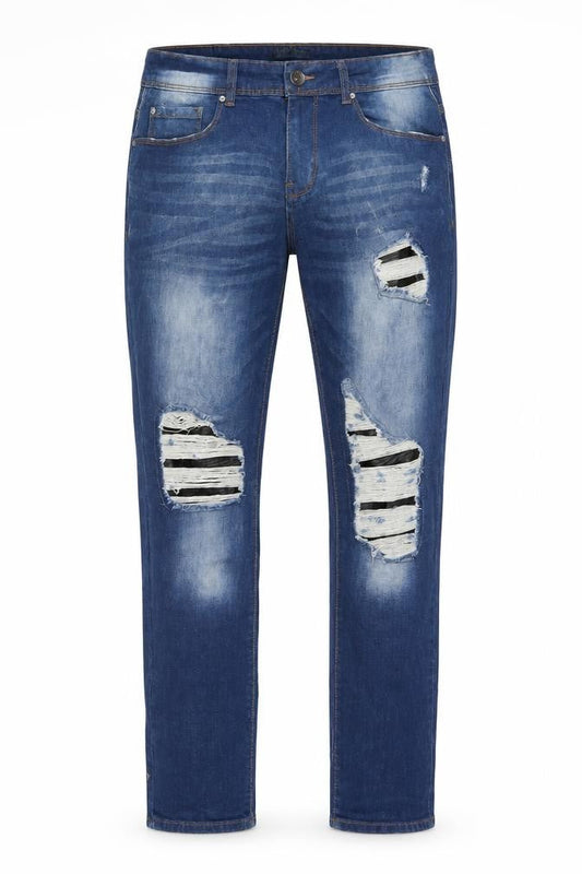 ONM Mens Blue Cotton Straight Jeans Size 32 in L32 in Regular Button