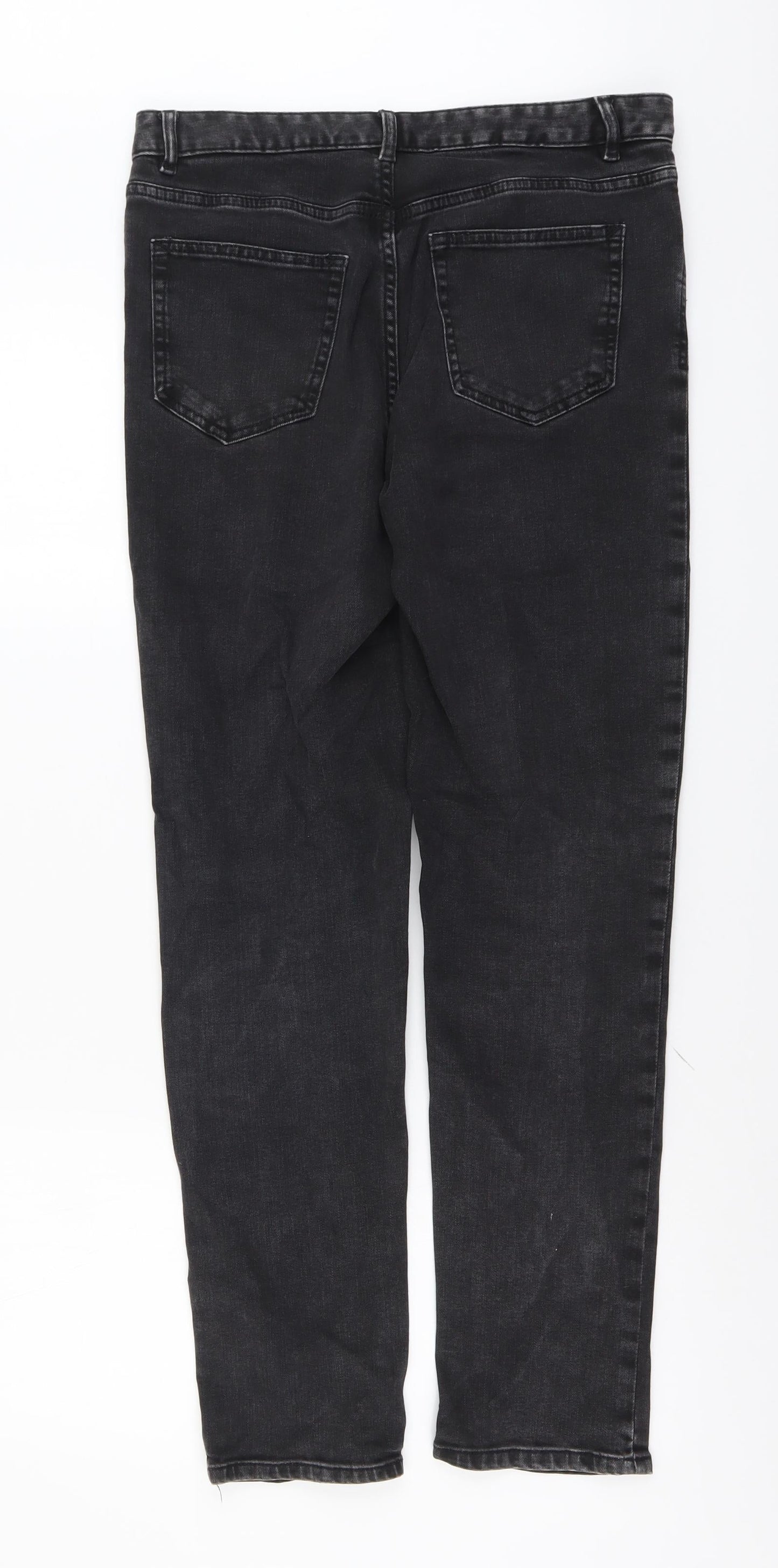 Marks and Spencer Womens Grey Cotton Straight Jeans Size 10 L30 in Regular Button