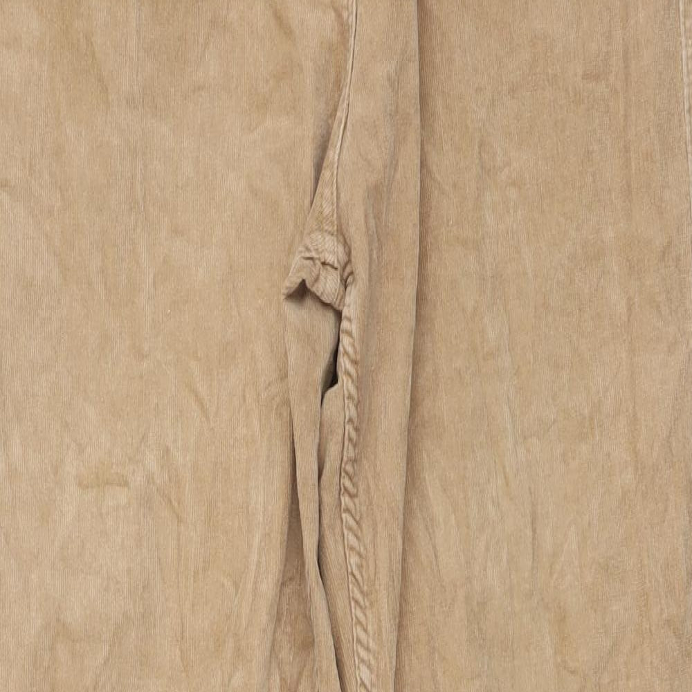 Marks and Spencer Womens Beige Cotton Trousers Size 12 L29 in Regular Button