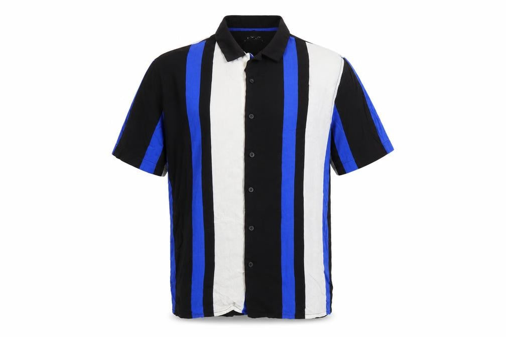 New Look Mens Multicoloured Striped Viscose Button-Up Size M Collared Button